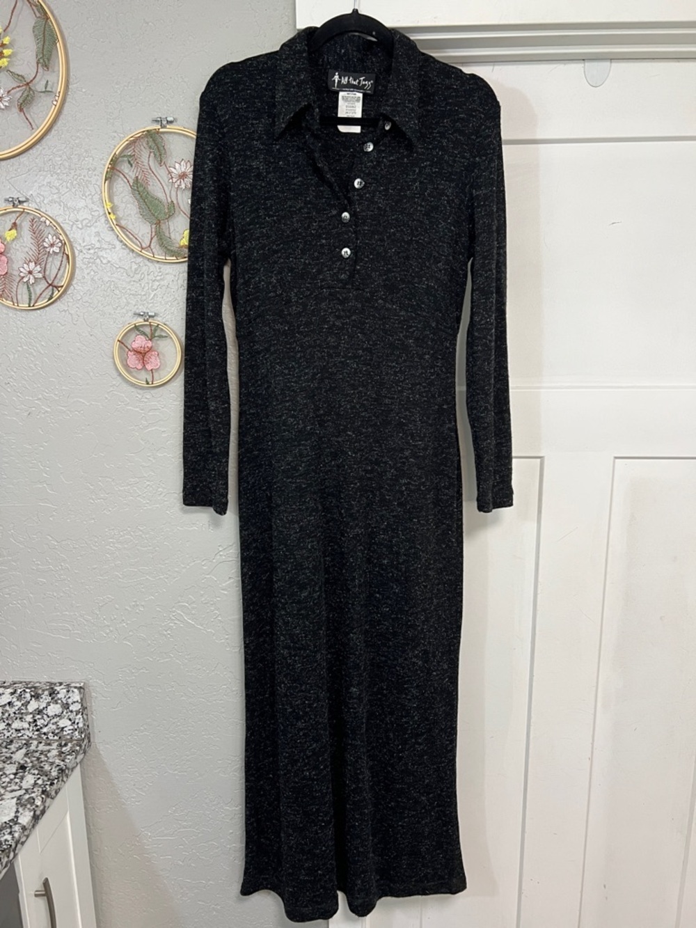 90’s VINTAGE ALL THAT JAZZ CHARCOAL LONG SLEEVE MAXI DRESS